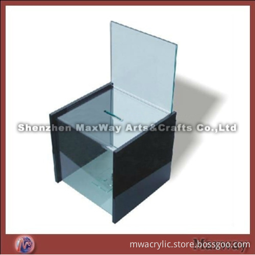 Gray Cubical Acrylic/Plexiglass Suggestion/Donation/Ballot Box/Case